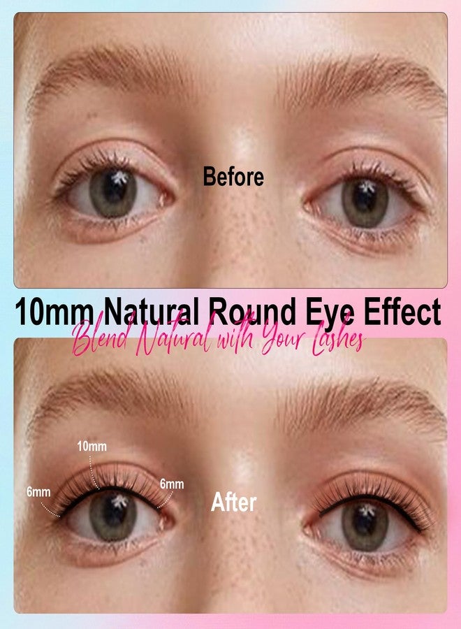 EMEDA Self Adhesive Eyelashes Natural Look No Glue Eyelashes 10mm Natural Round Eye Pre-glued Waterproof Glueless No Glue Needed Reusable Stick on False Strip Lashes (L08 with Tweezers) - Image 3